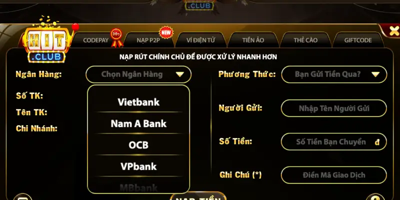 Tổng hợp các kênh nạp tiền tiện lợi tại Hit club